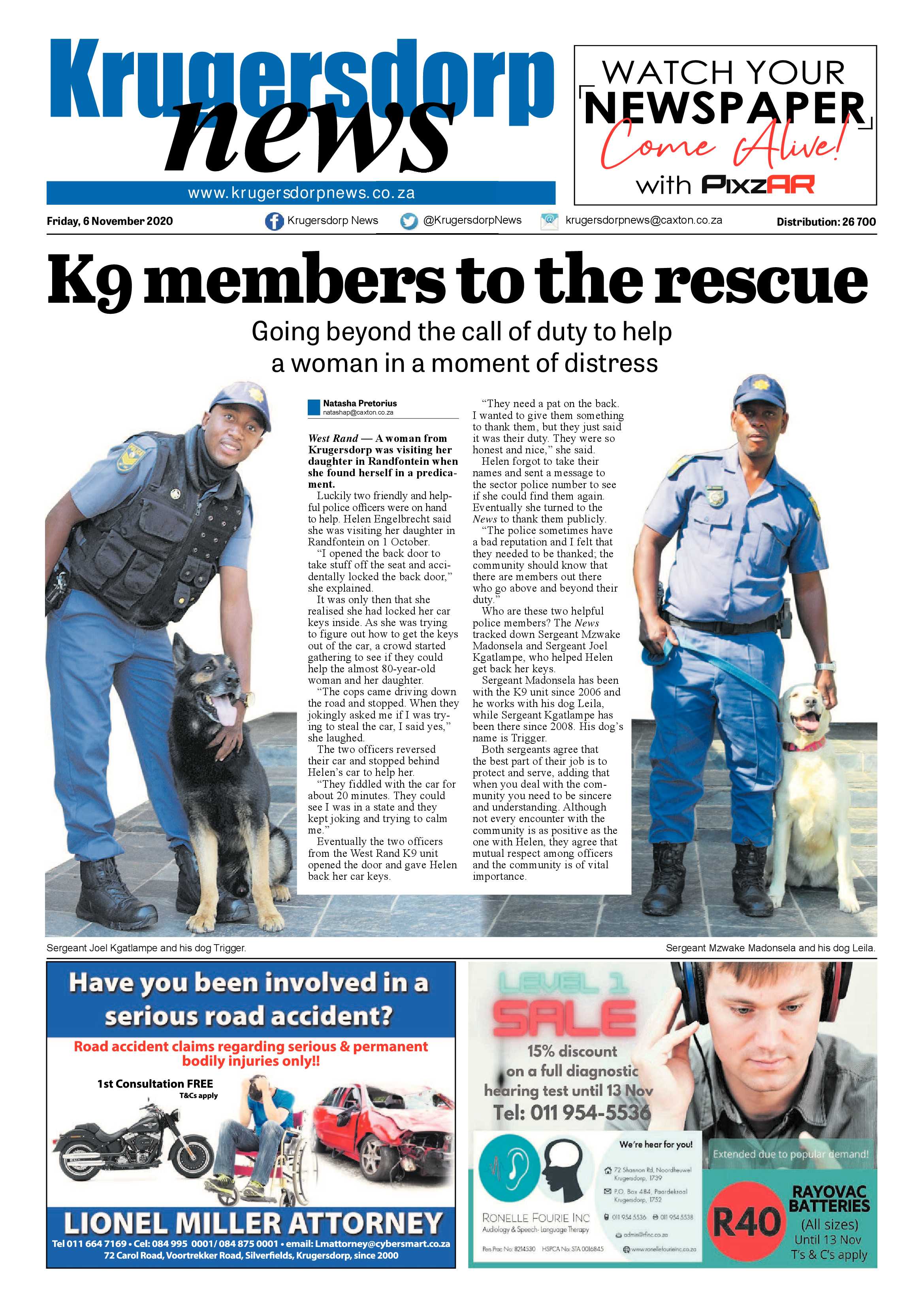 Krugersdorp News 6 November 2020 page 1