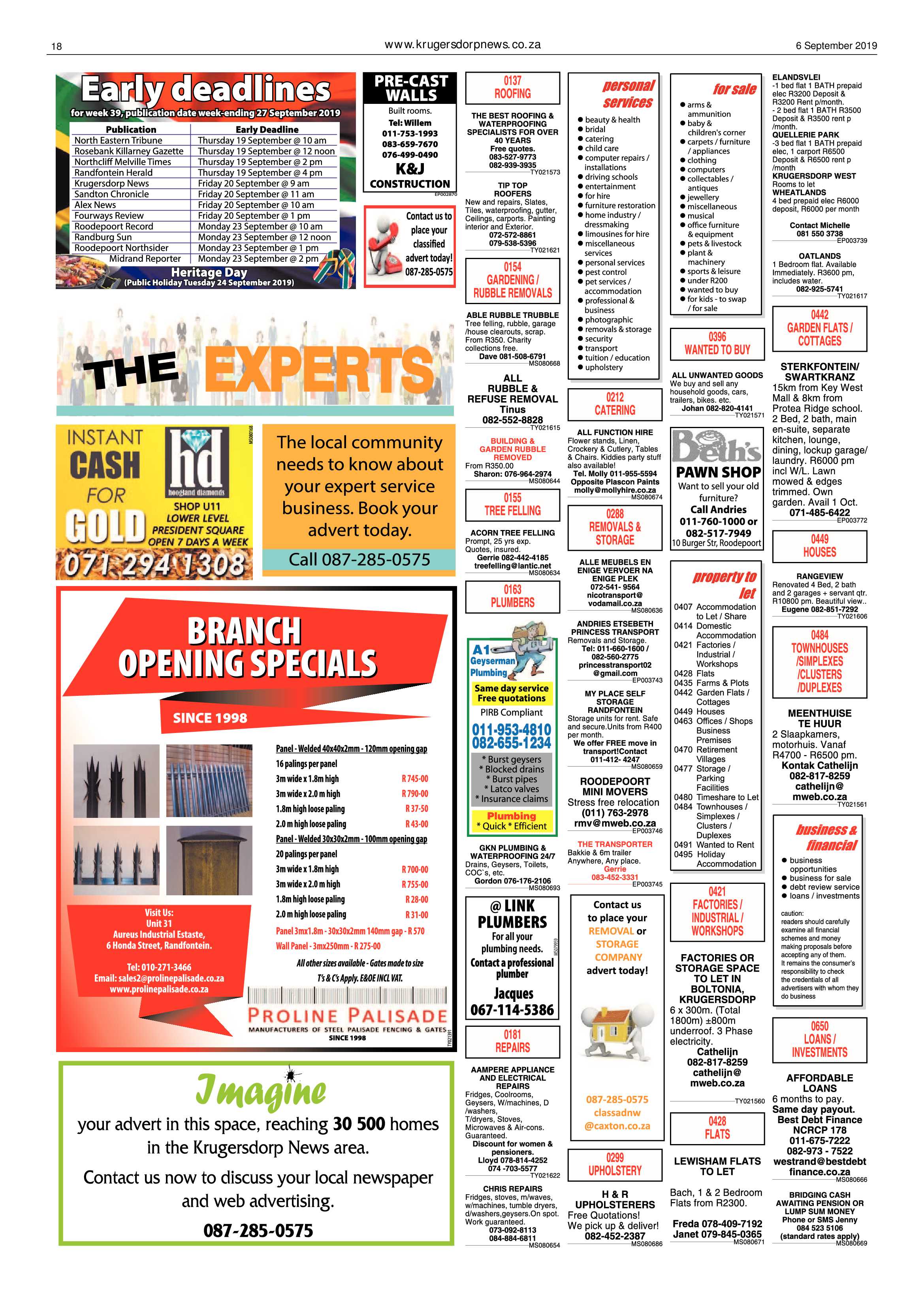 Krugersdorp News 6 September 2019 page 18