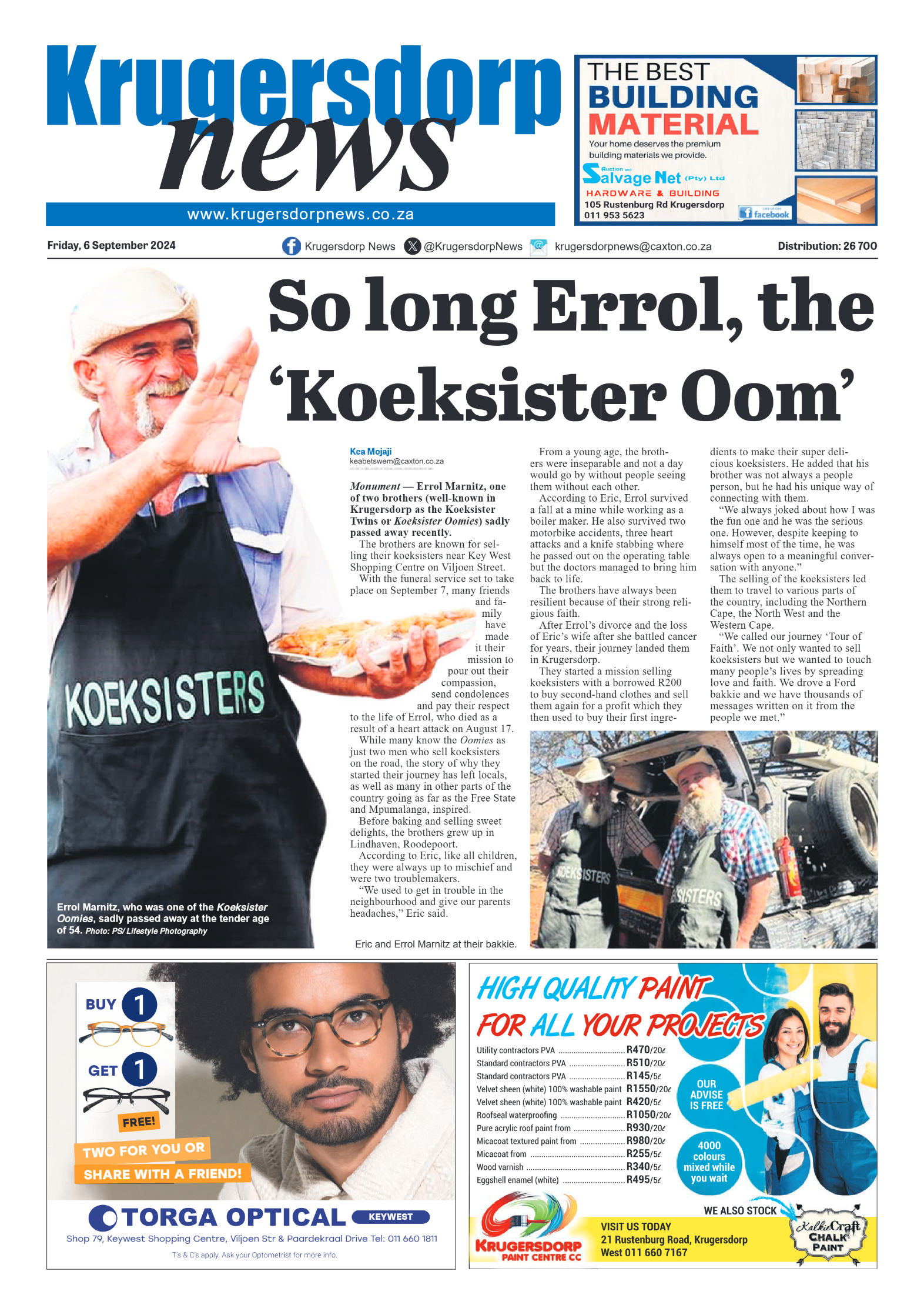 Krugersdorp News 6 September 2024 page 1