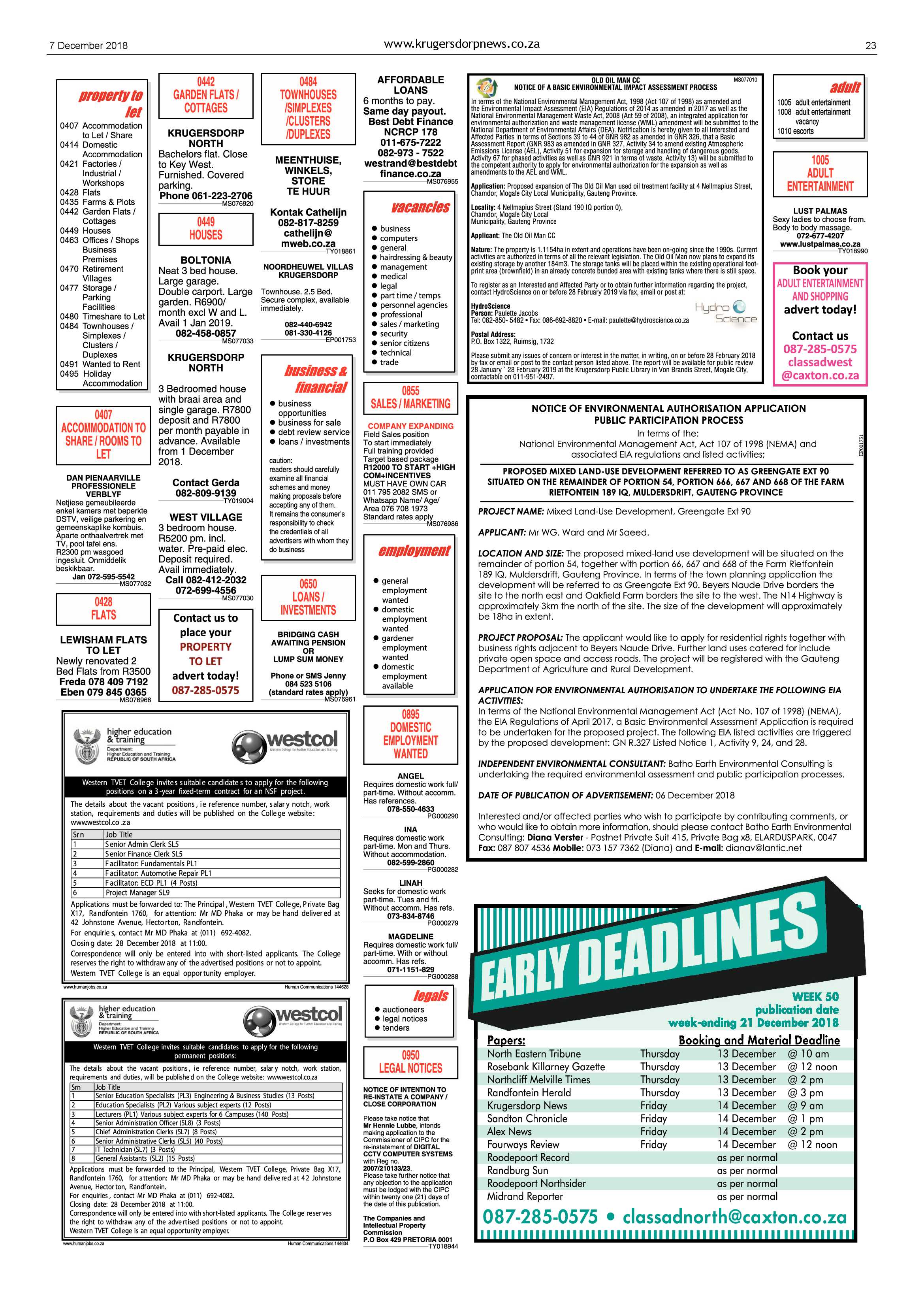 Krugersdorp News 7 December 2018 page 23