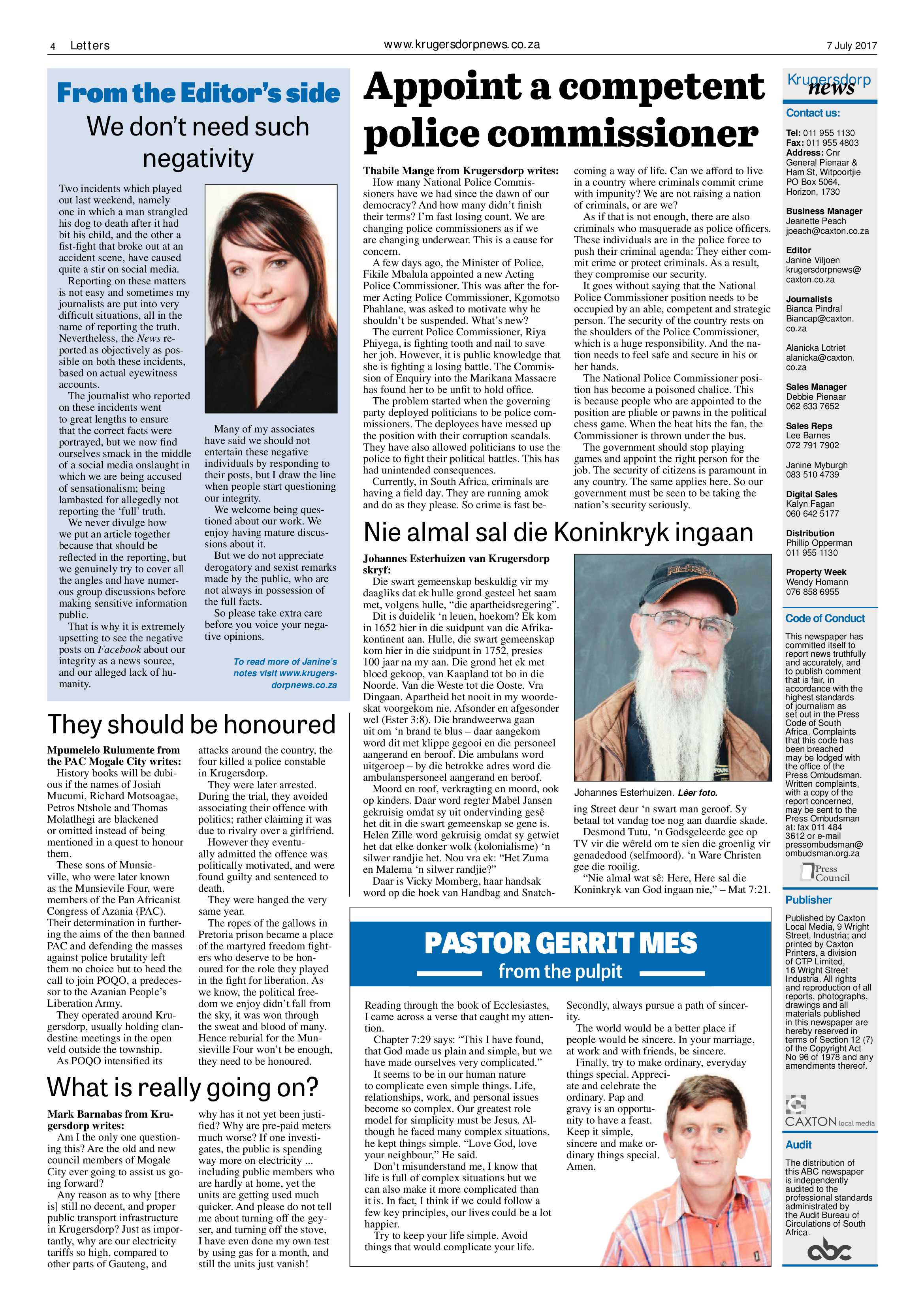 Krugersdorp News 7 July 2017 page 4
