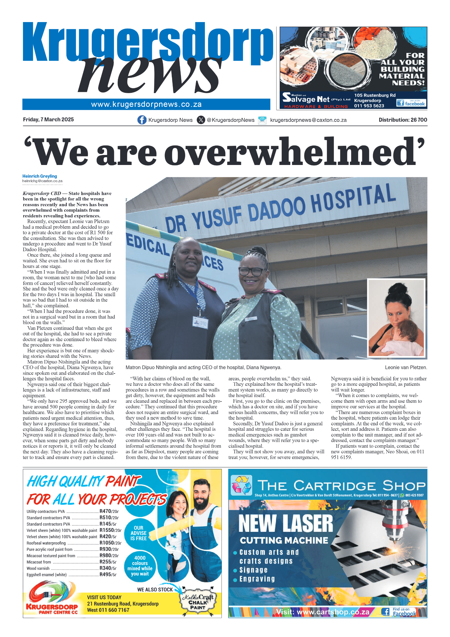 Krugersdorp News 7 March 2025 page 1