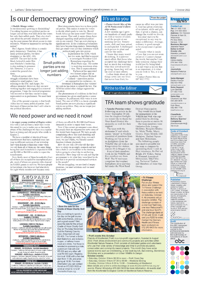 Krugersdorp News 7 October 2022 page 4