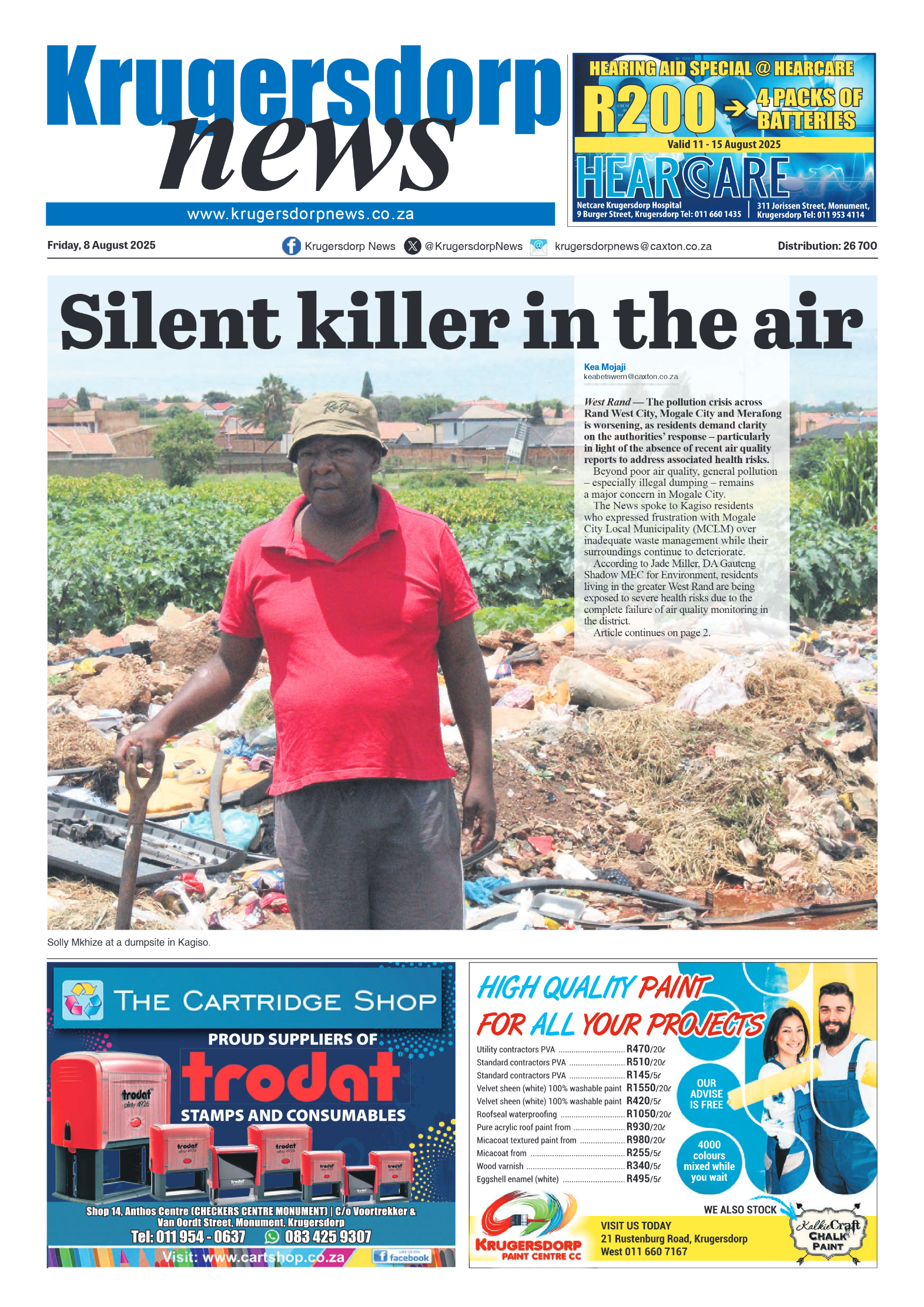 Krugersdorp News 8 August 2025 page 1