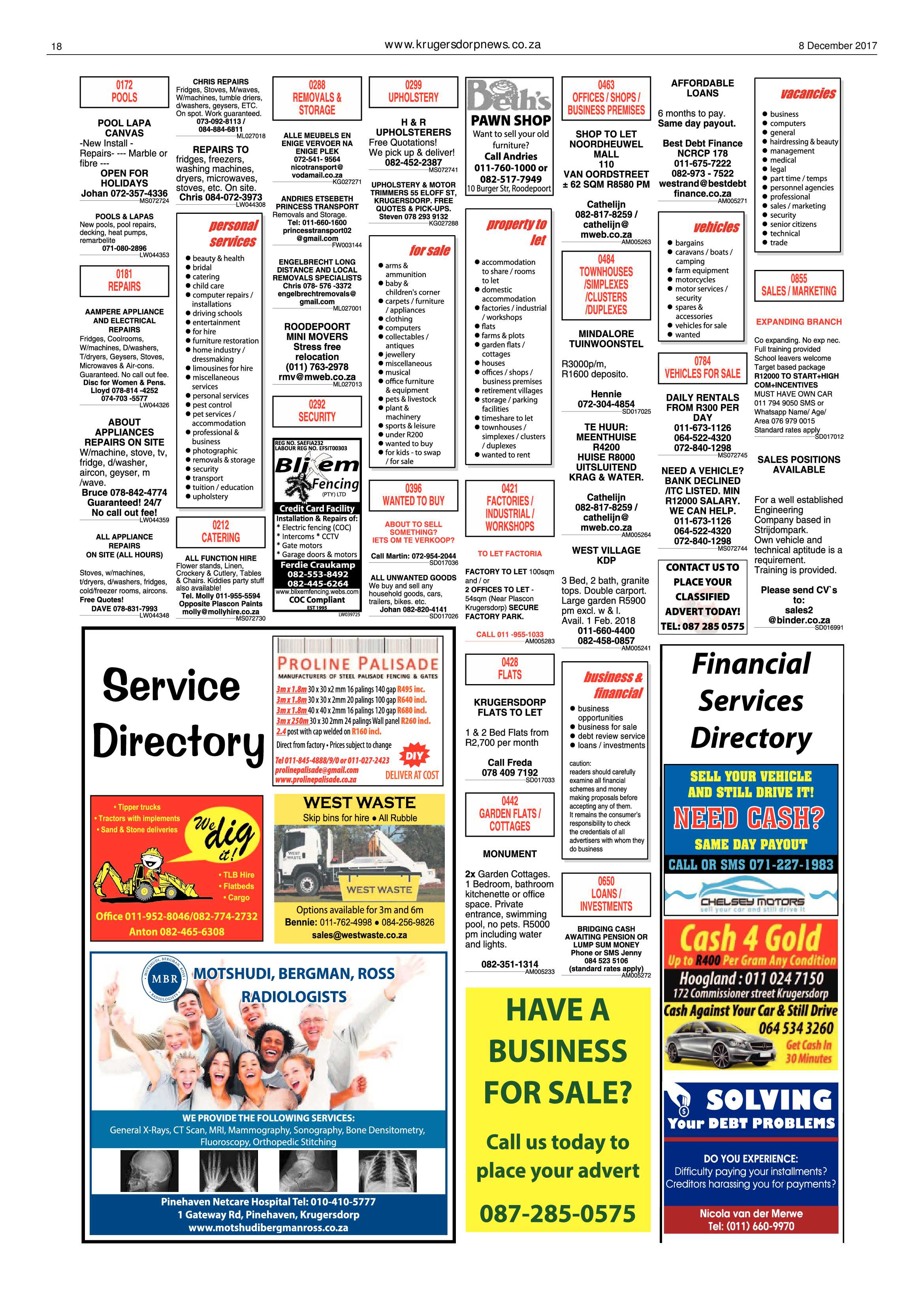 Krugersdorp News 8 December 2017 page 18