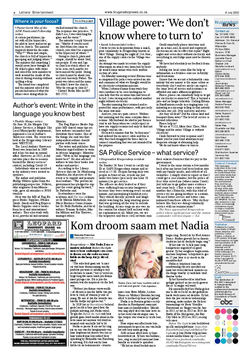 Krugersdorp News 8 July 2022 page 6