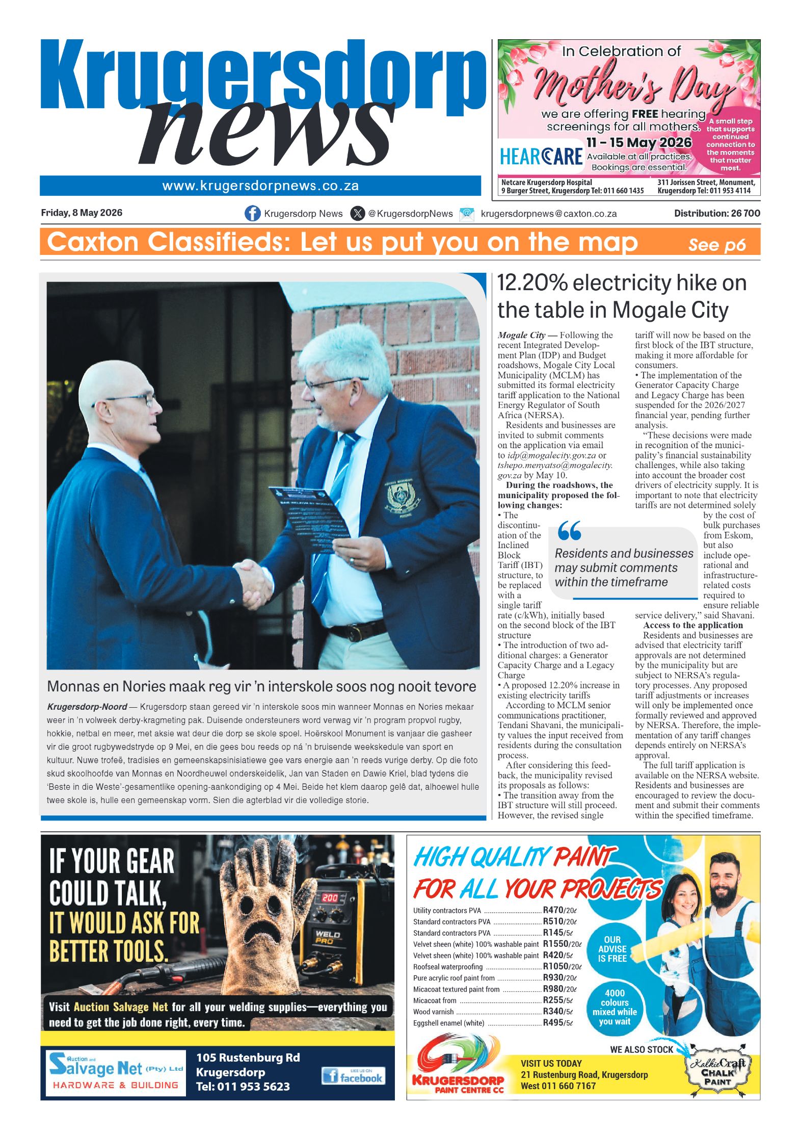 Krugersdorp News 8 May 2026 page 1