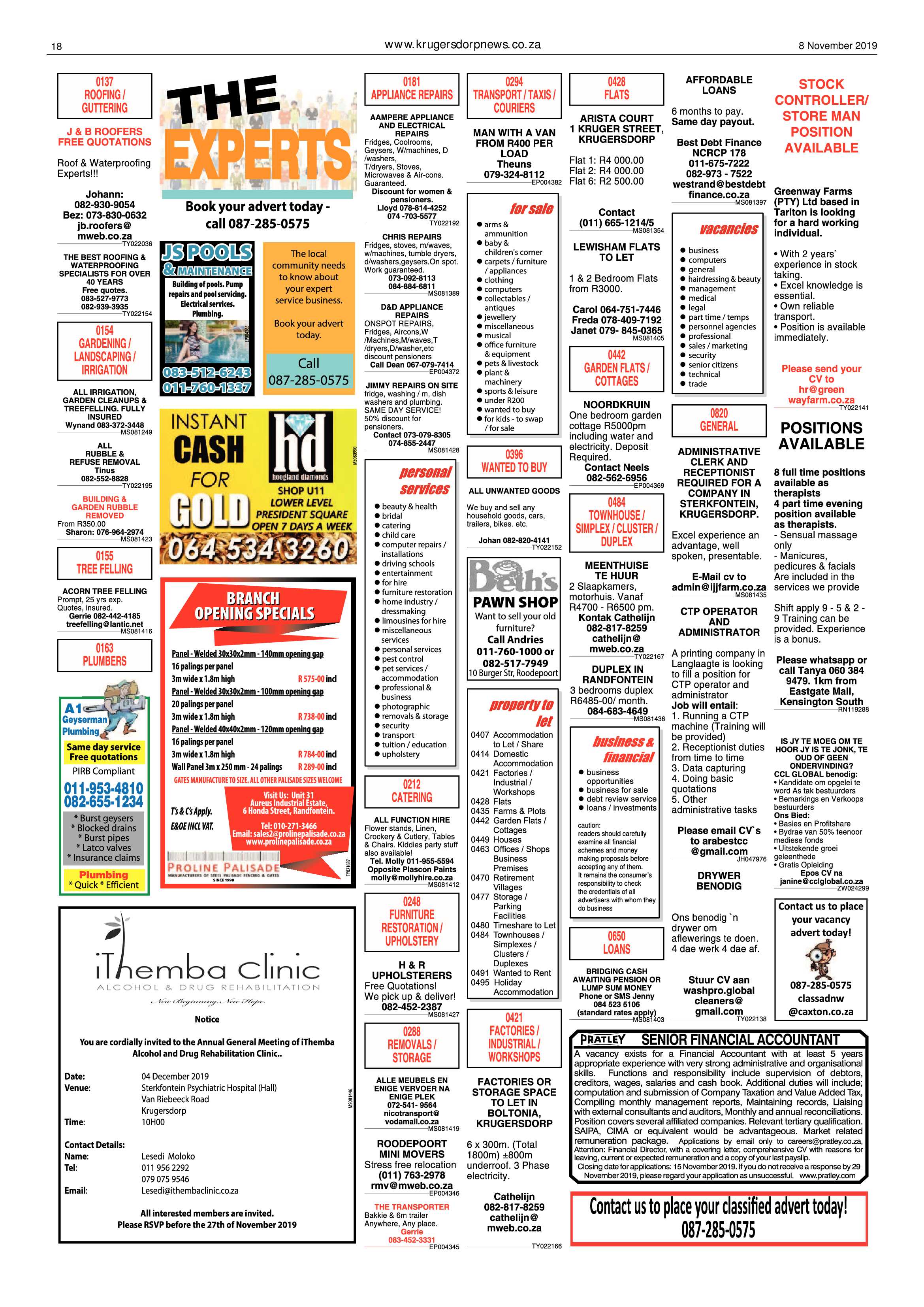 Krugersdorp News 8 November 2019 page 18