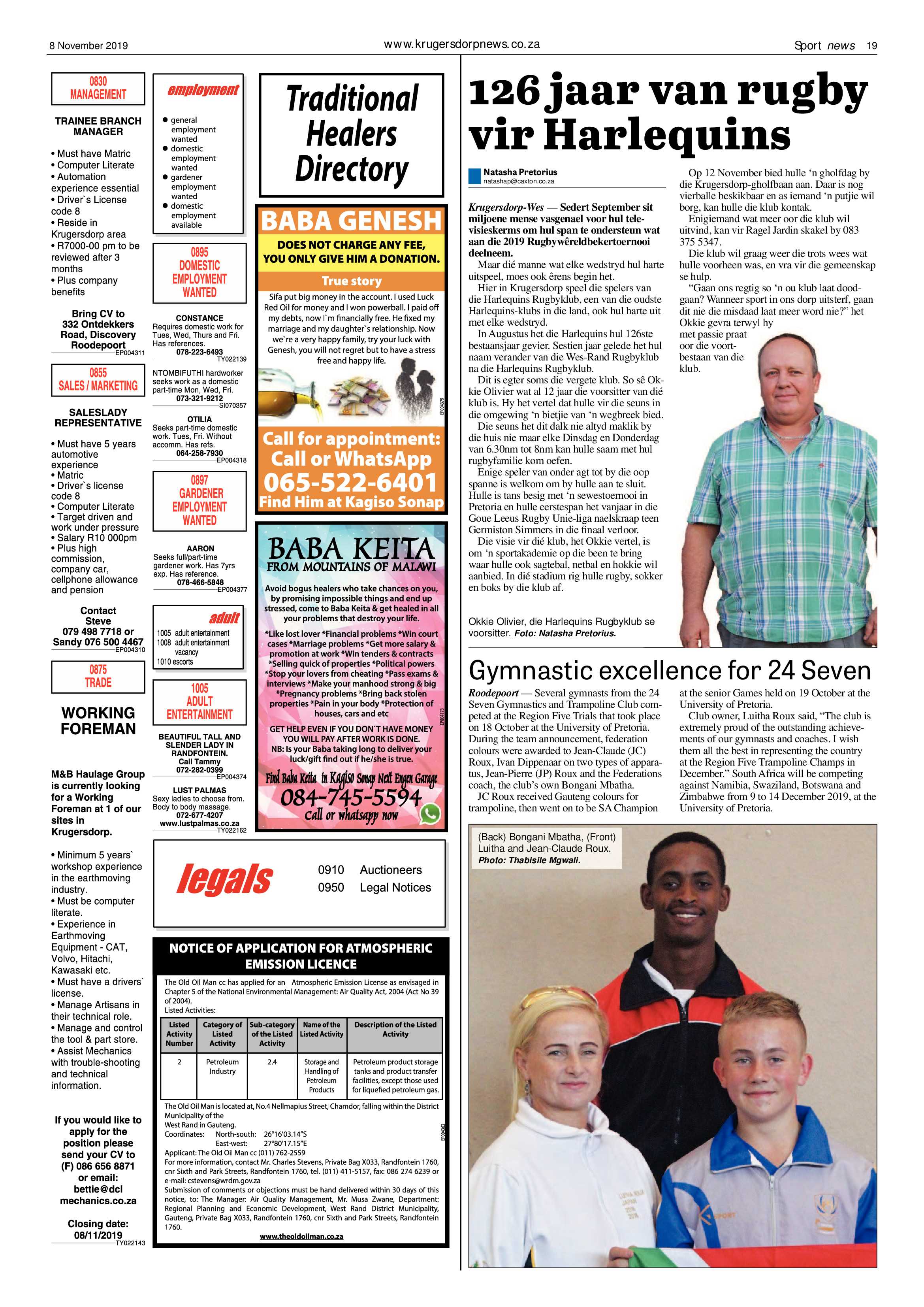 Krugersdorp News 8 November 2019 page 19
