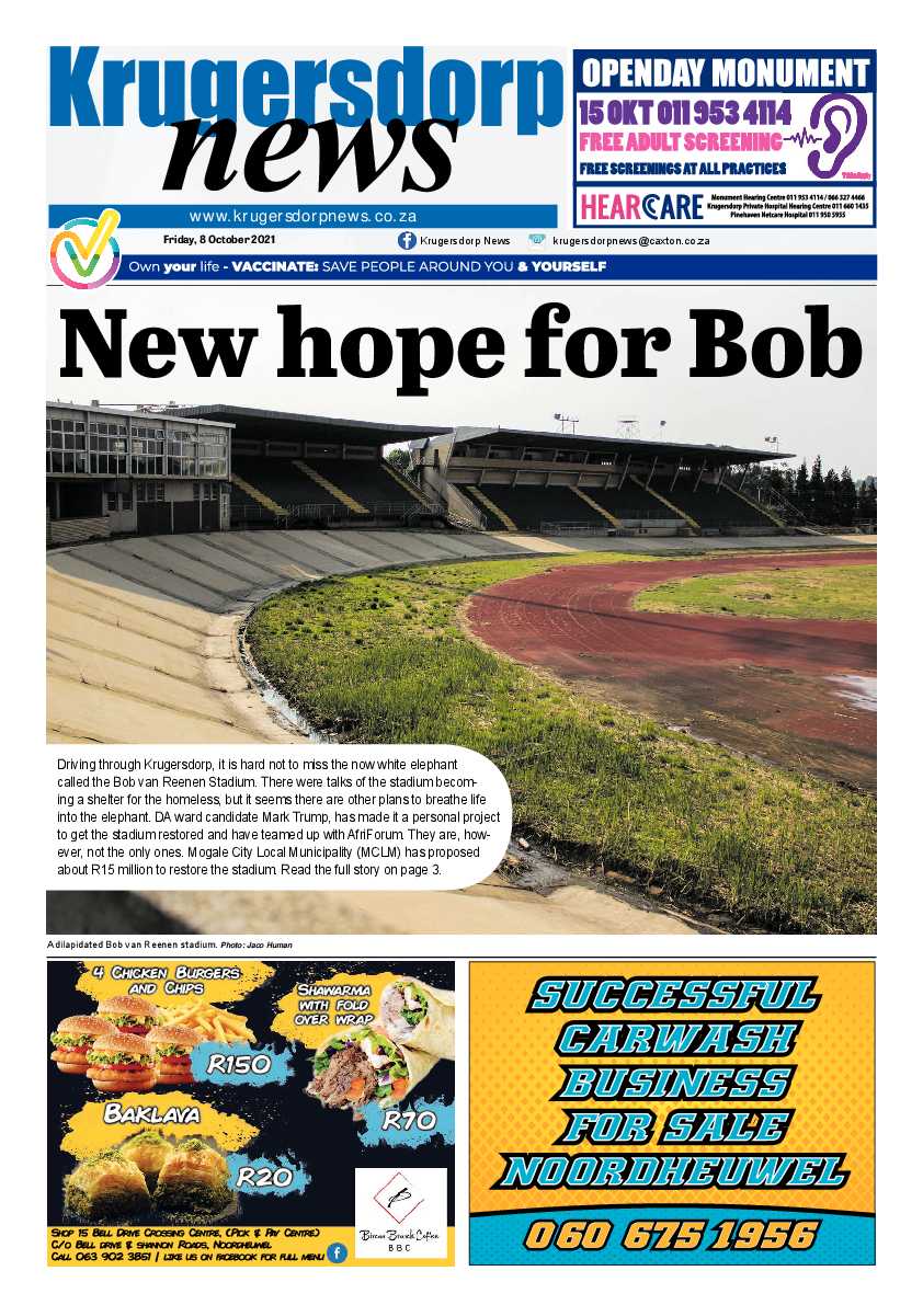 Krugersdorp News 8 October 2021 page 1