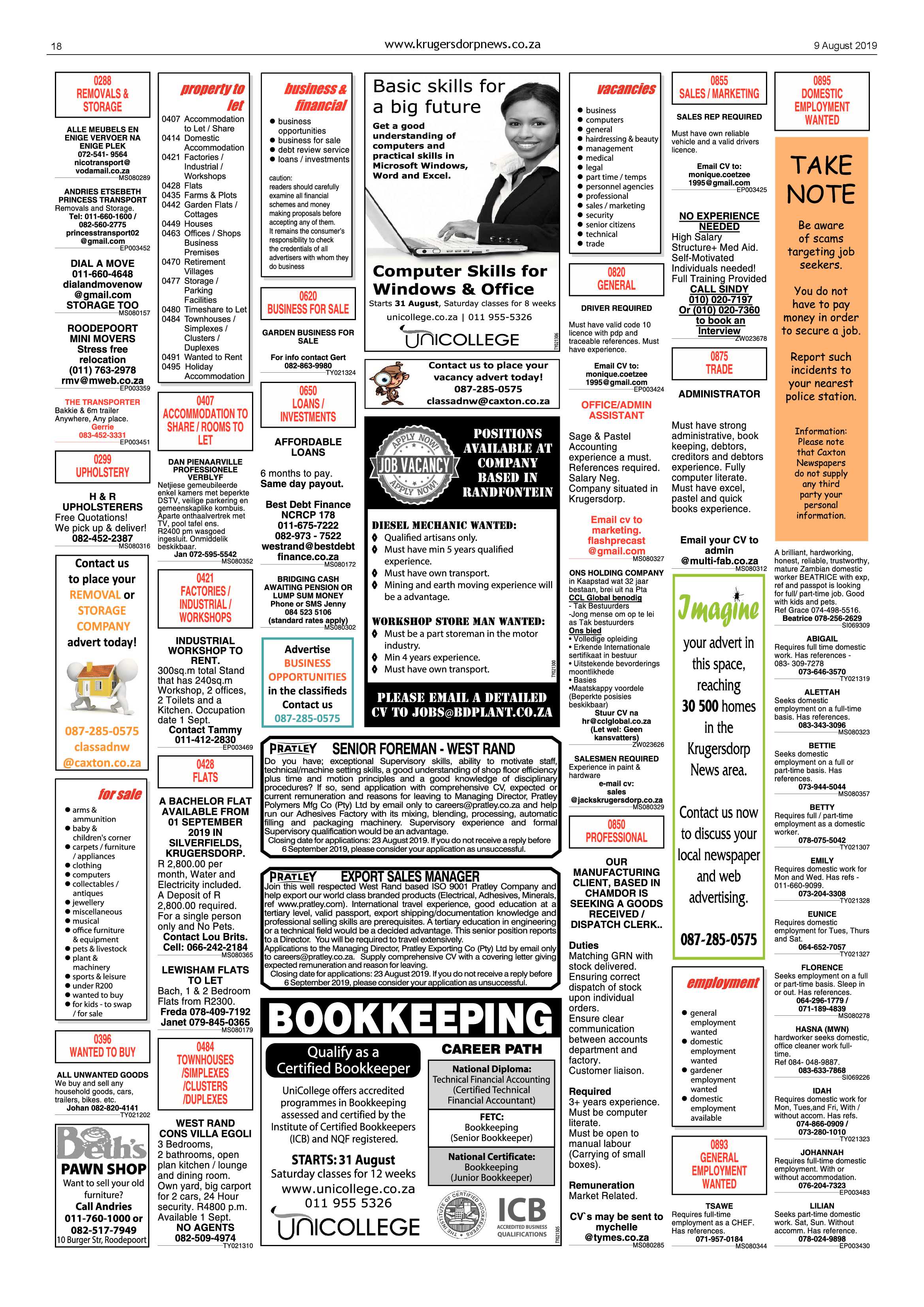 Krugersdorp News 9 August 2019 page 18