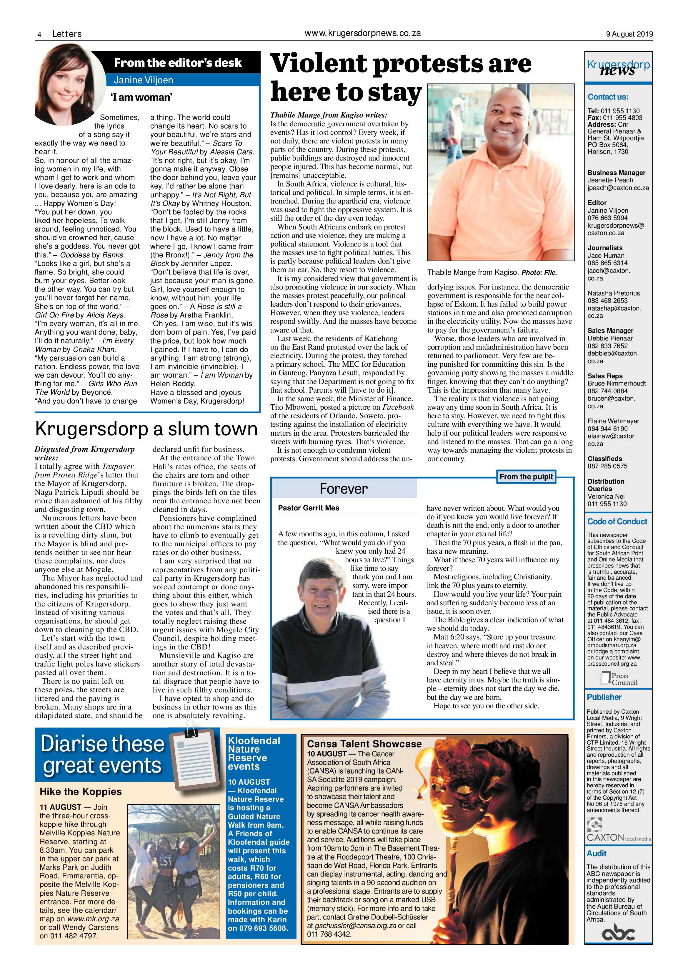 Krugersdorp News 9 August 2019 page 4