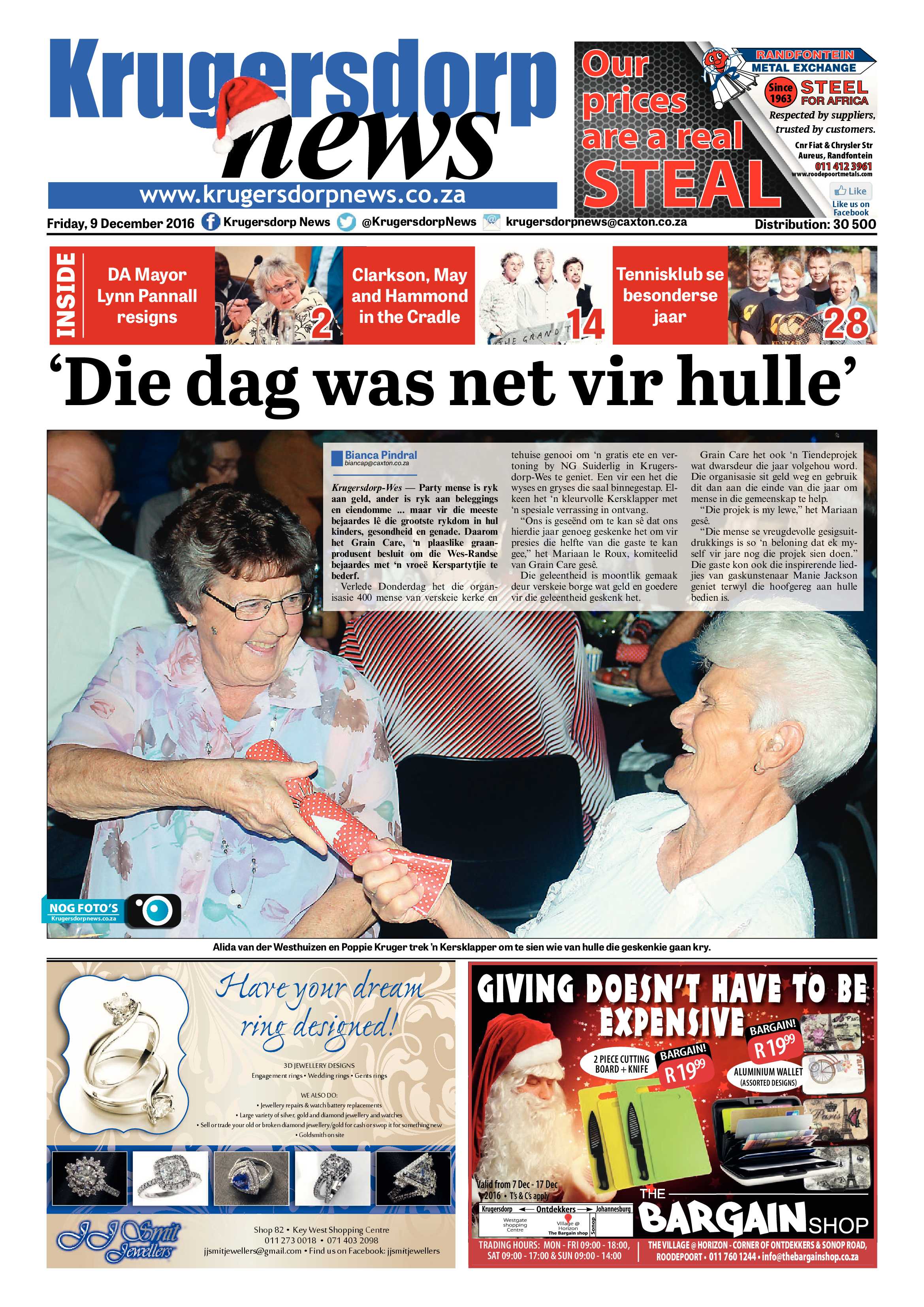 Krugersdorp News 9 December 2016 page 1