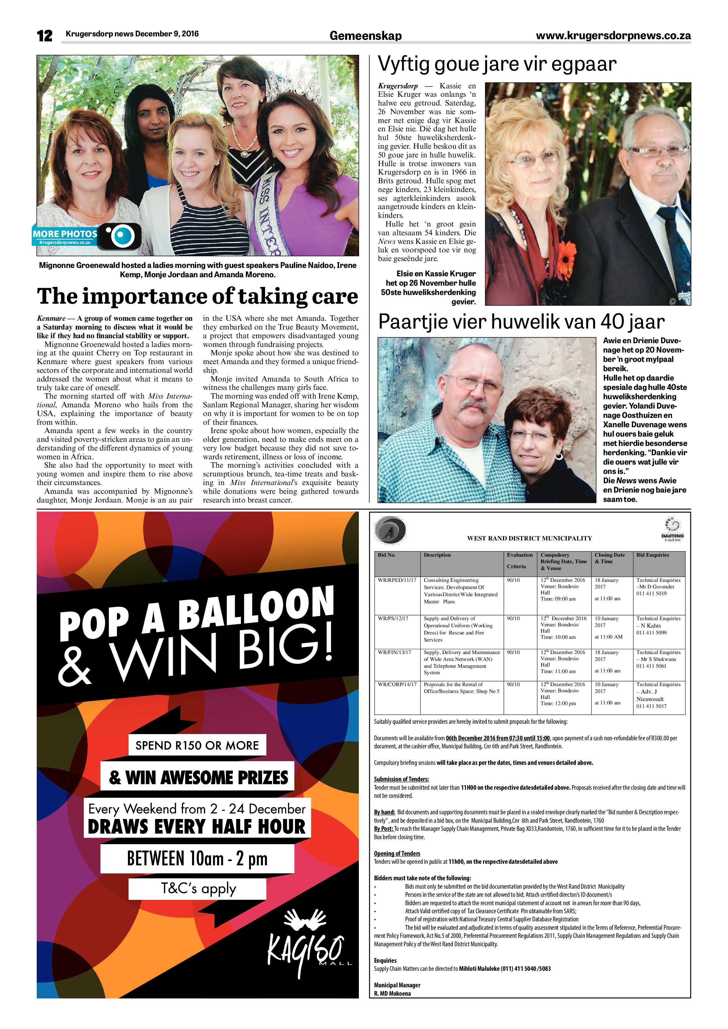 Krugersdorp News 9 December 2016 page 12