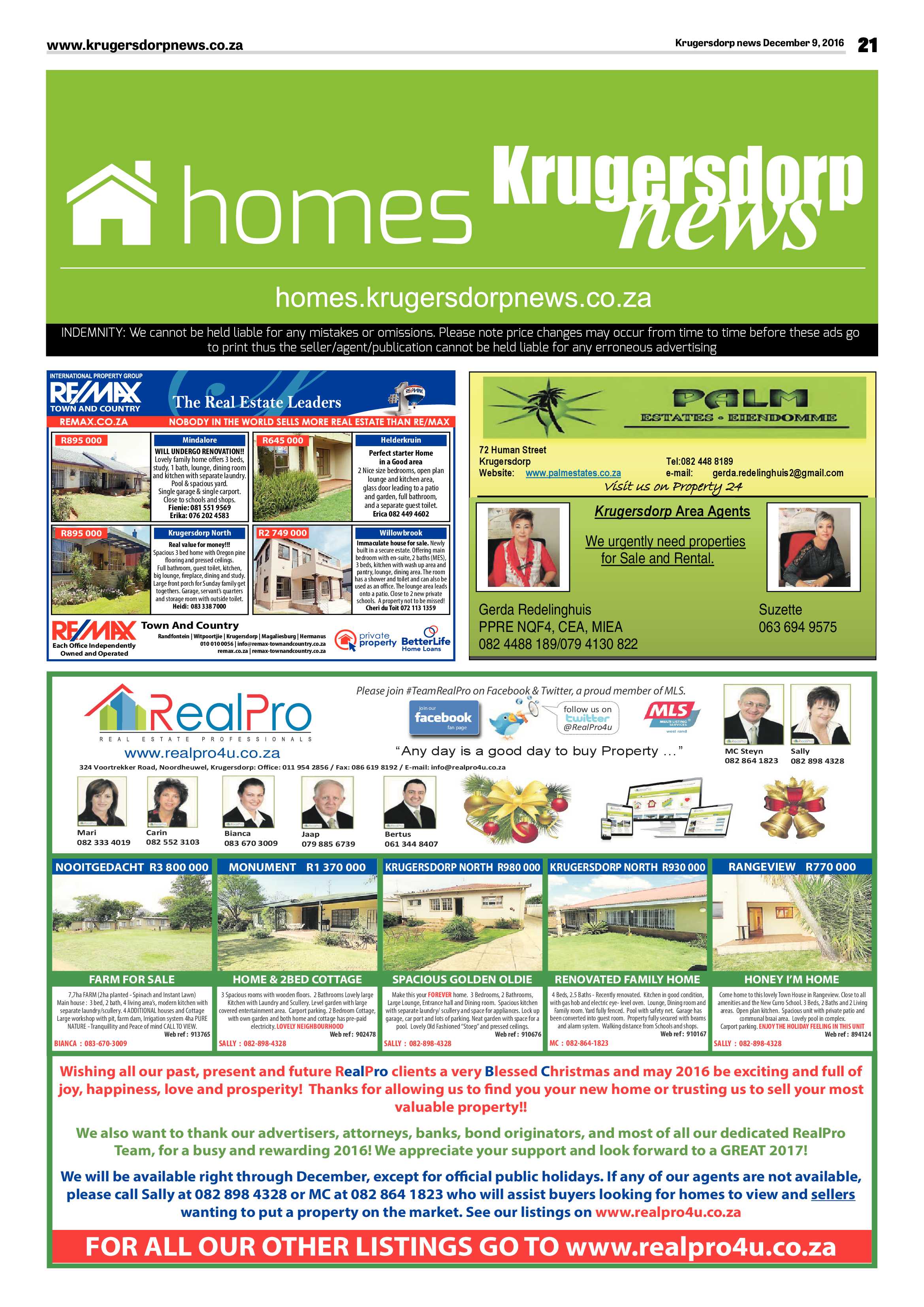 Krugersdorp News 9 December 2016 page 21