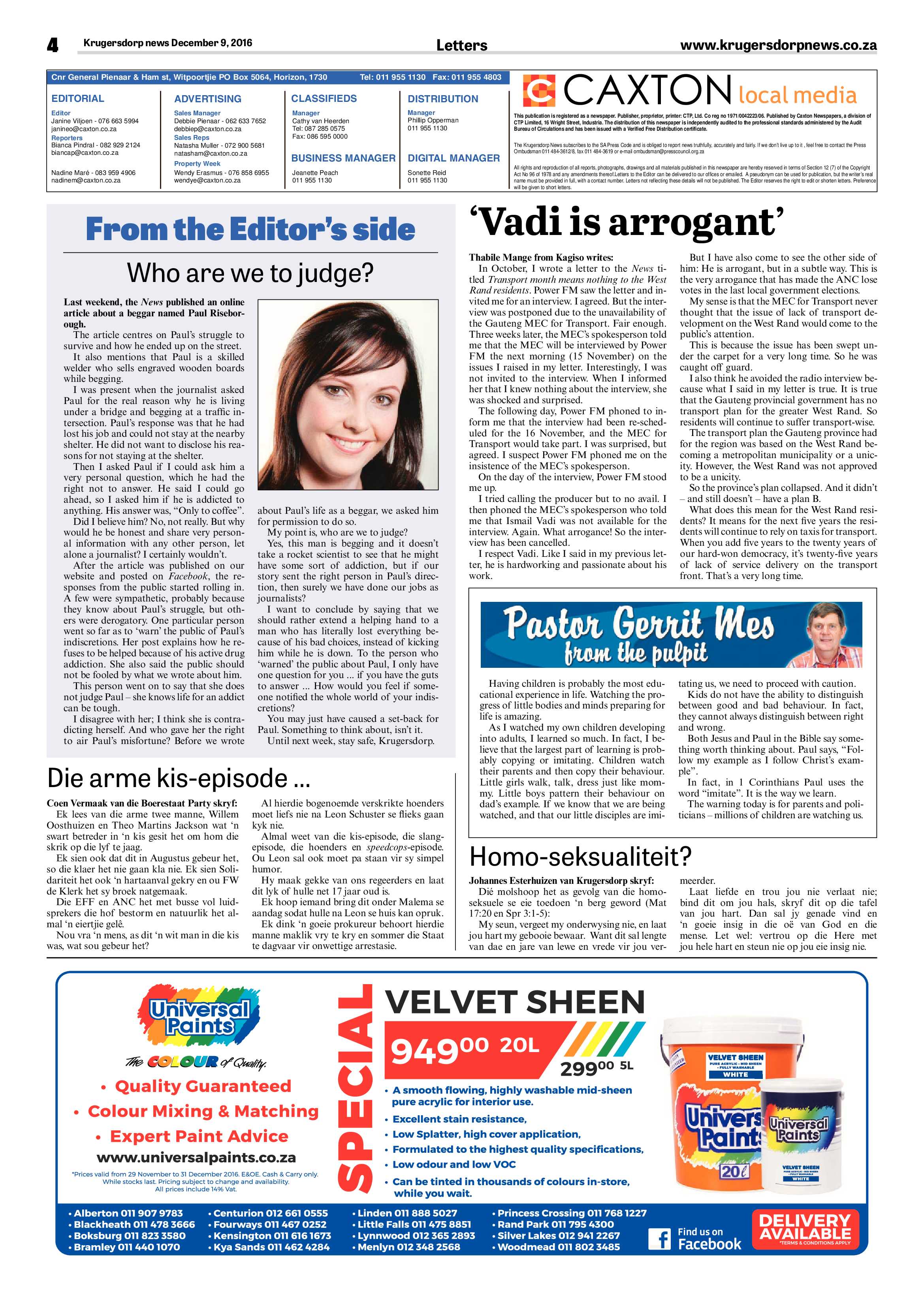 Krugersdorp News 9 December 2016 page 4