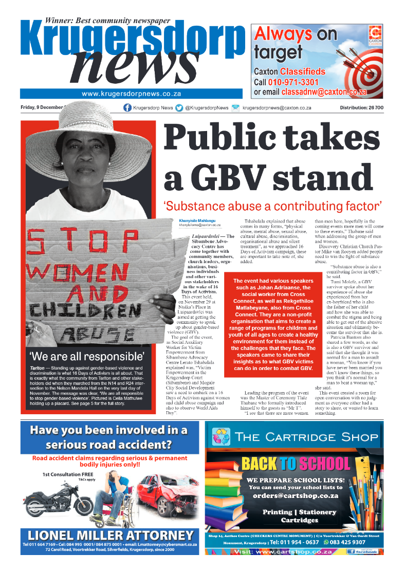Krugersdorp News 9 December 2022 page 1