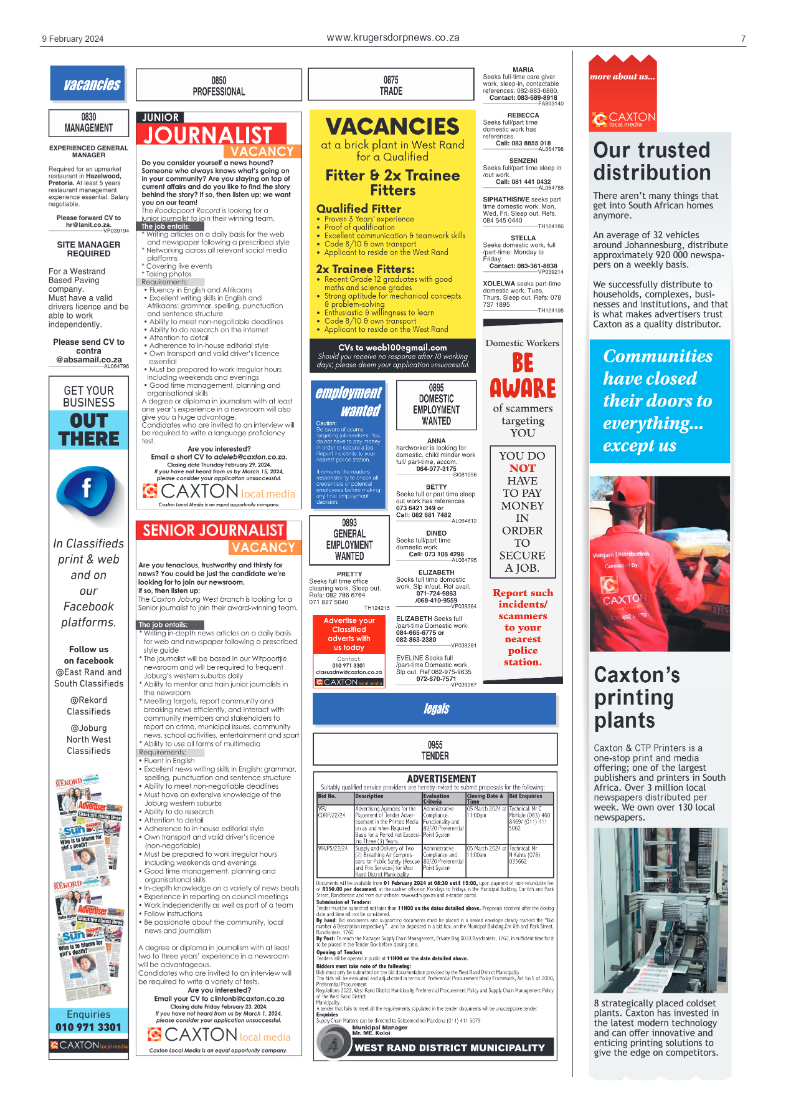 Krugersdorp News 9 February 2024 page 7
