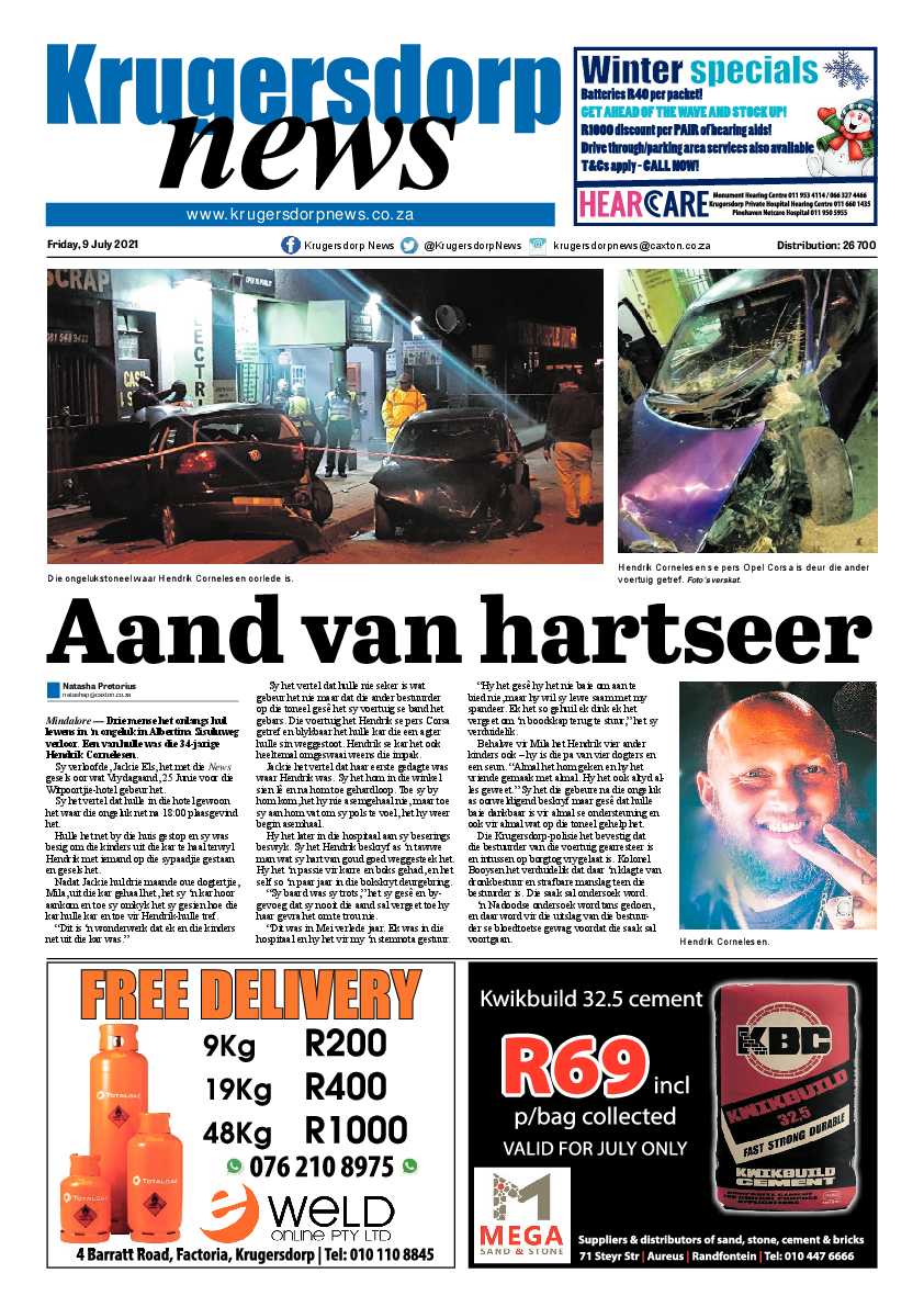 Krugersdorp News 9 July 2021 page 1