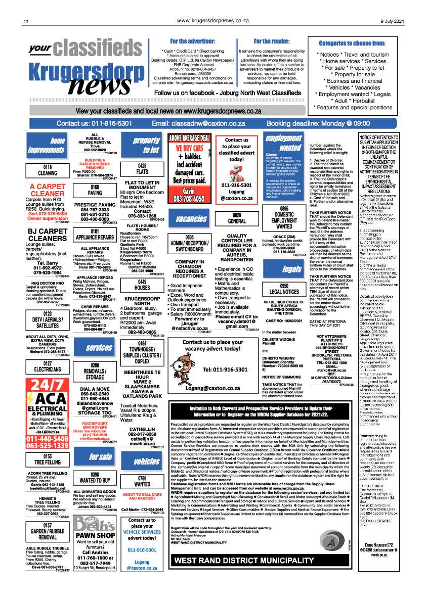 Krugersdorp News 9 July 2021 page 10