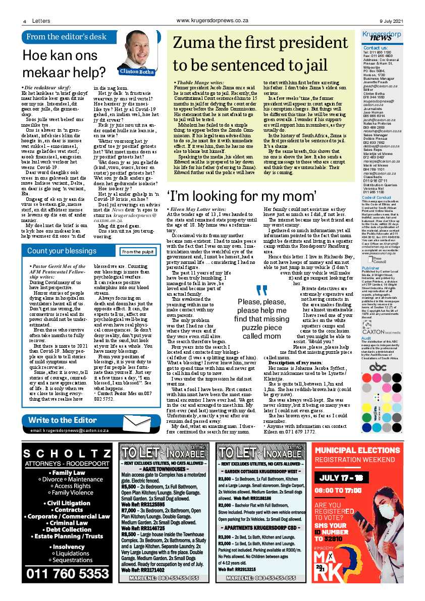 Krugersdorp News 9 July 2021 page 4