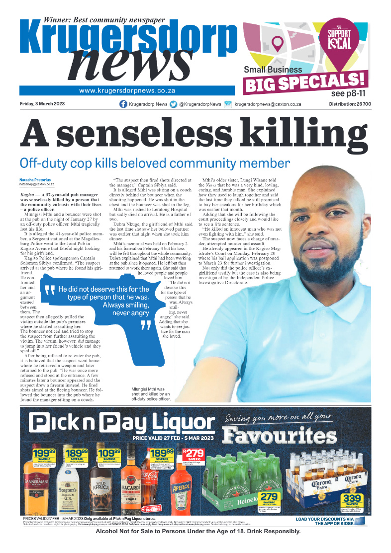 Krugersdorp News 3 March 2023 page 1