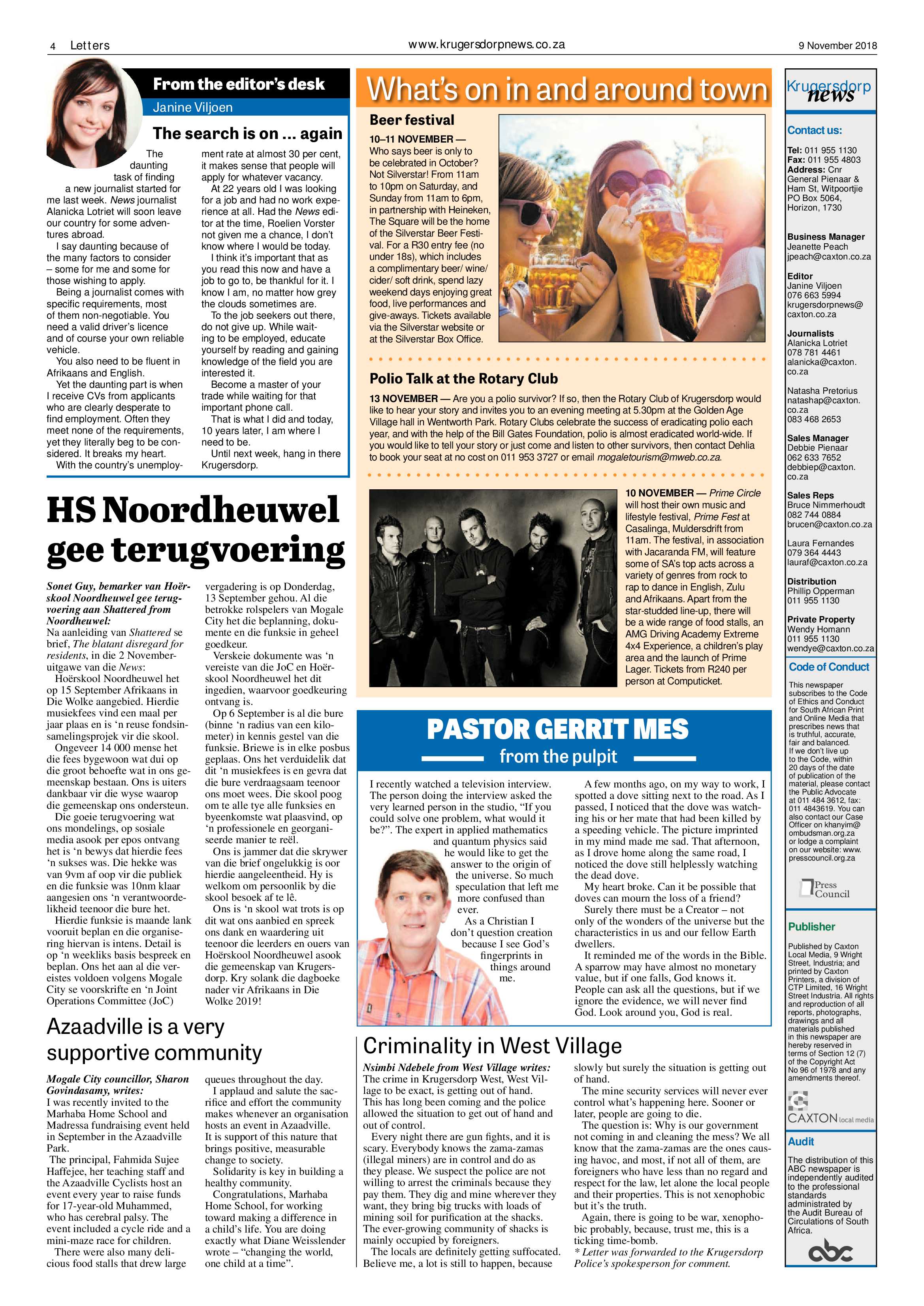 Krugersdorp News 9 November 2018 page 4