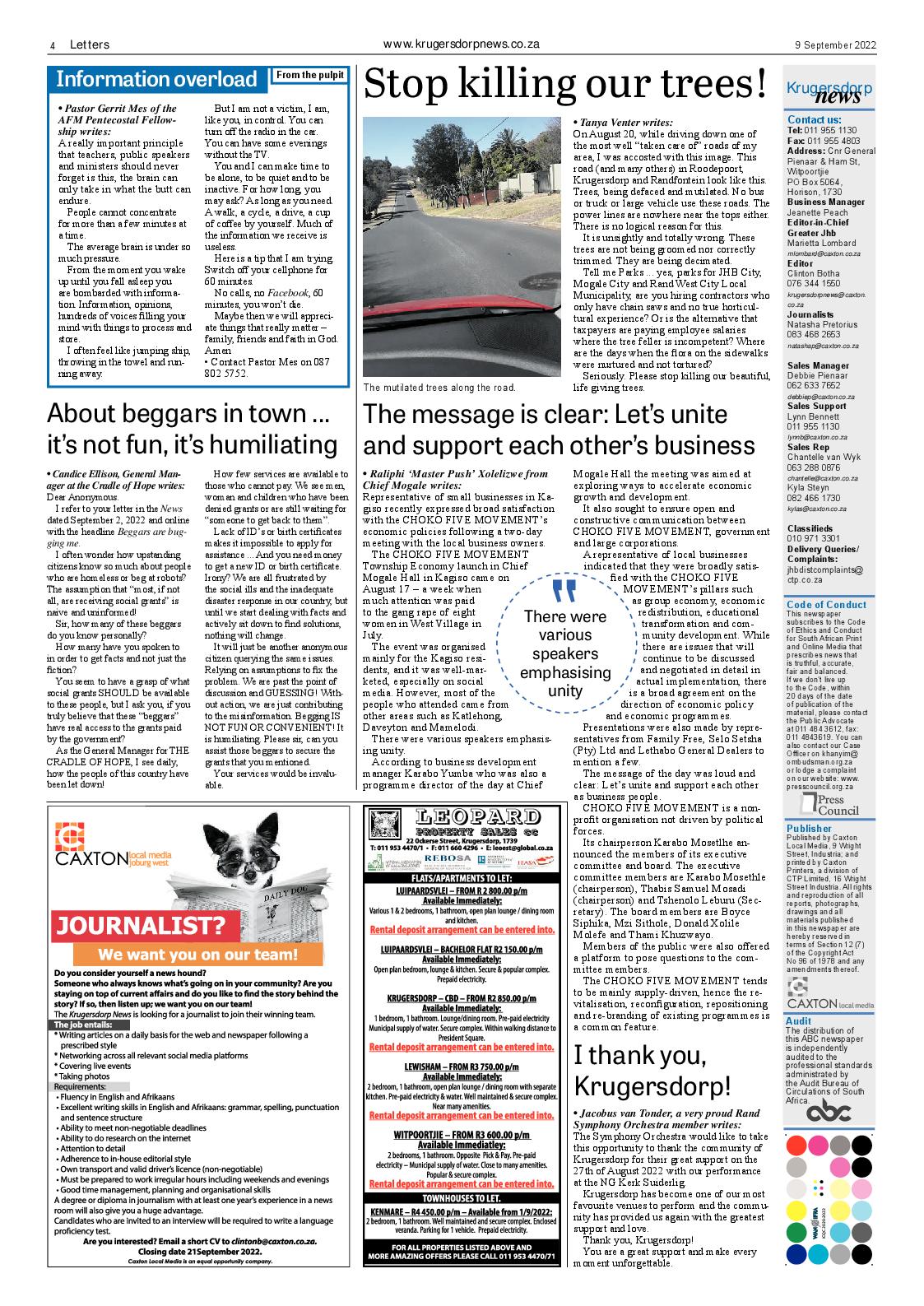 Krugersdorp News 9 September 2022 page 4