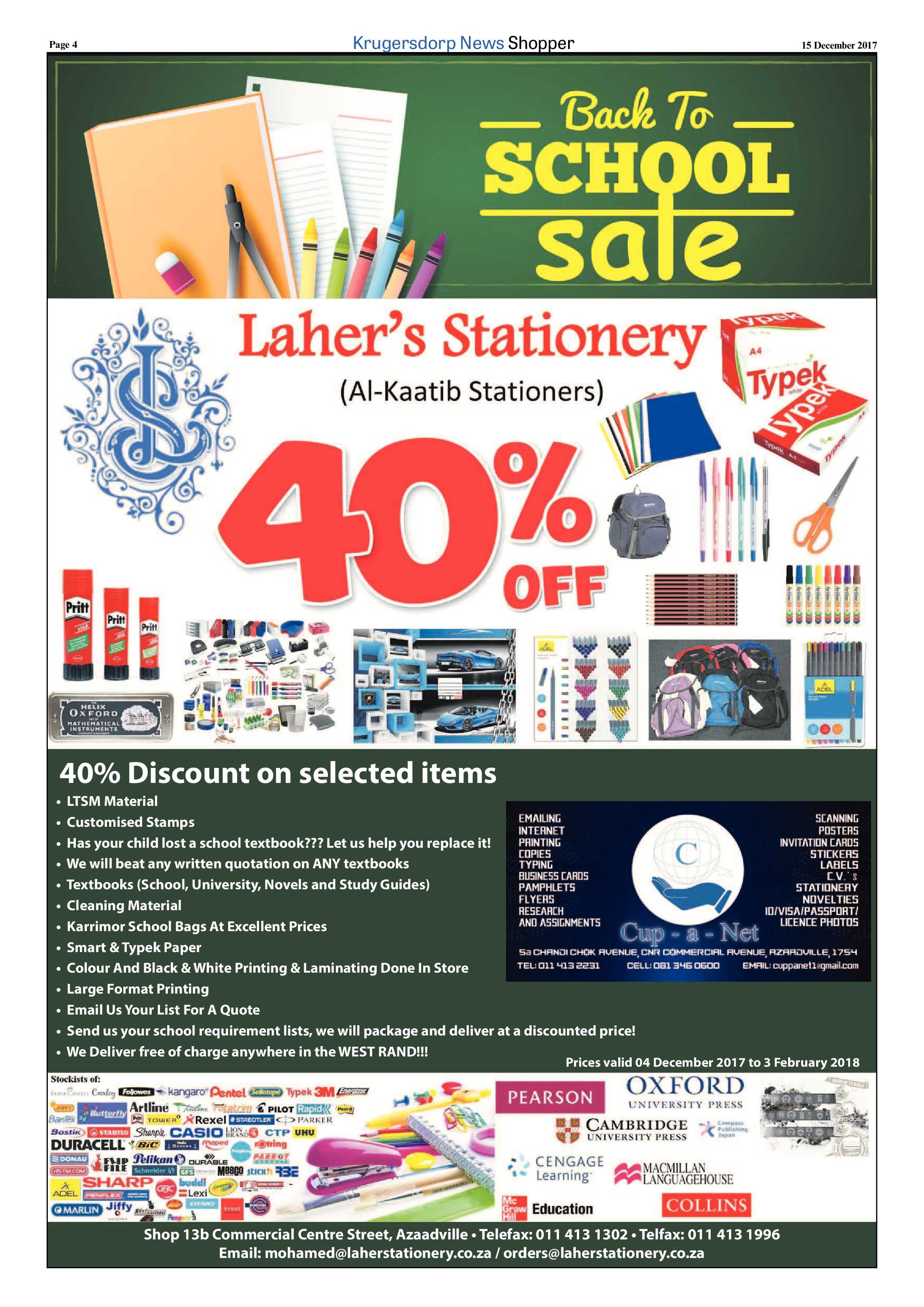 Krugersdorp News Shopper 15 December 2017 page 4