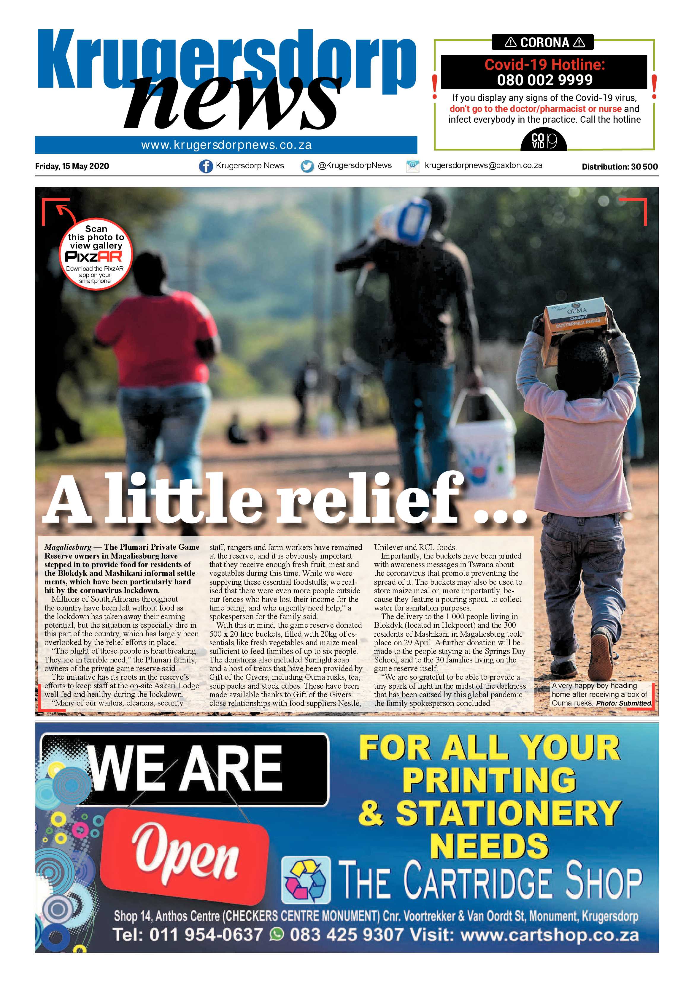 Krugersdorp News 15 May 2020 page 1