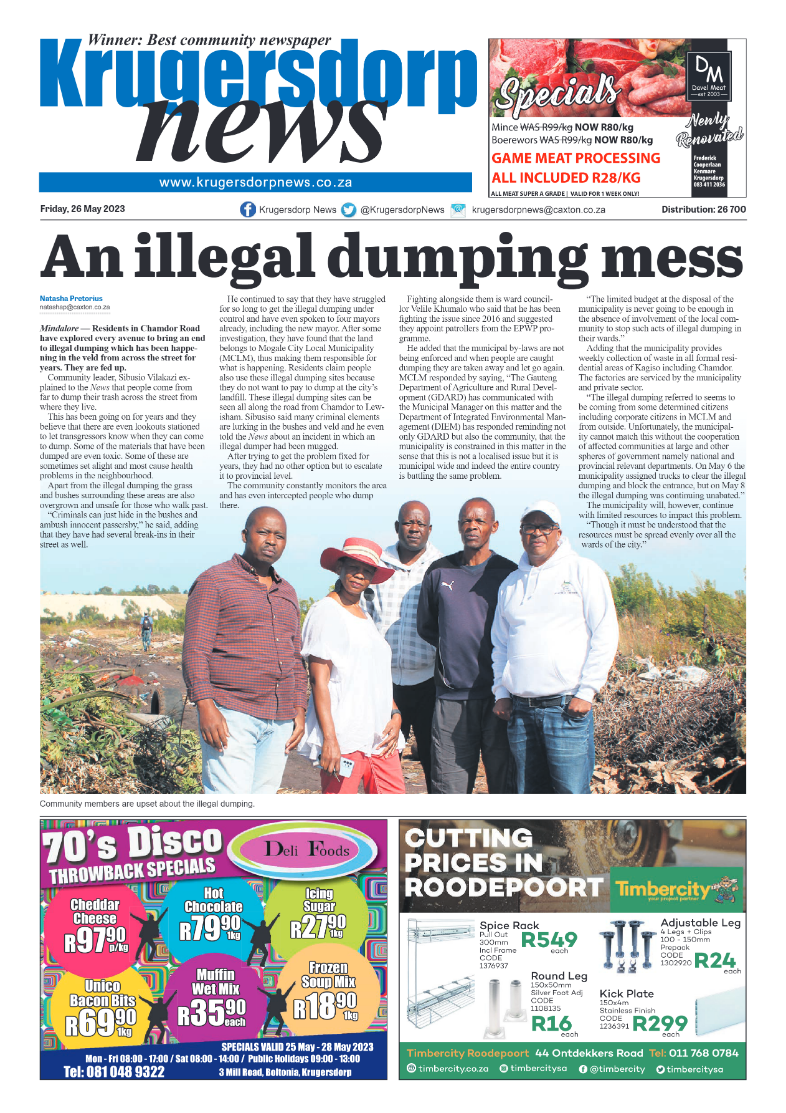 Krugersdorp News 26 May 2023 page 1